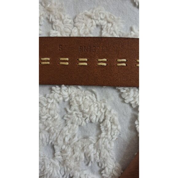 AMANDA SMITH BROWN EMBROIDERED STITCHED GENUINE LEATHER WESTERN BELT WOMEN SMALL - Picture 4 of 5